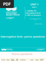 Unit 1: 1. Going To: Interrogative Form 2. Will Vs Going To