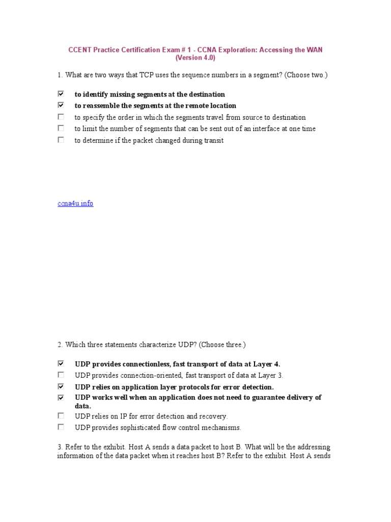 CCENT Practice Exam Questions and Answers | PDF | Router (Computing ...