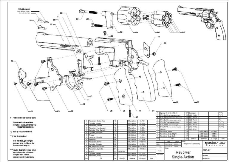 Revolver Exploded 2019-01-28 | PDF | Components | Ballistics