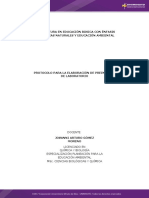 Protocolo para la elaboración de preinforme de laboratorio sobre Análisis Químico