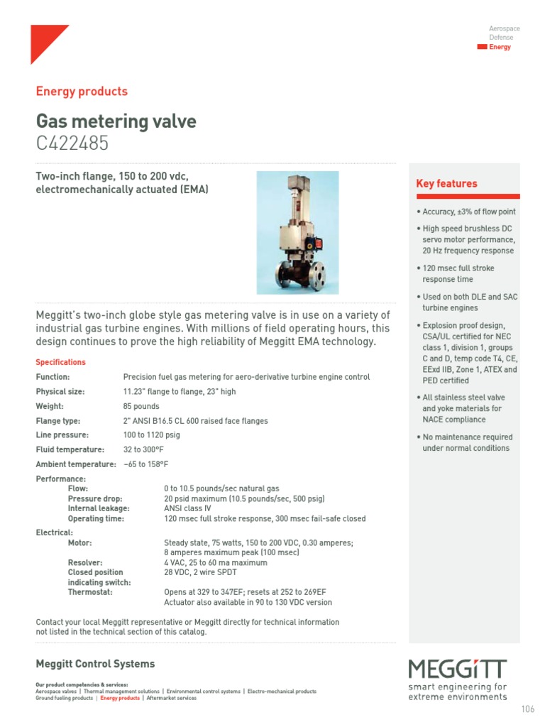 Meggitt Gas Metering Valve Specifications | PDF | Valve | Engines