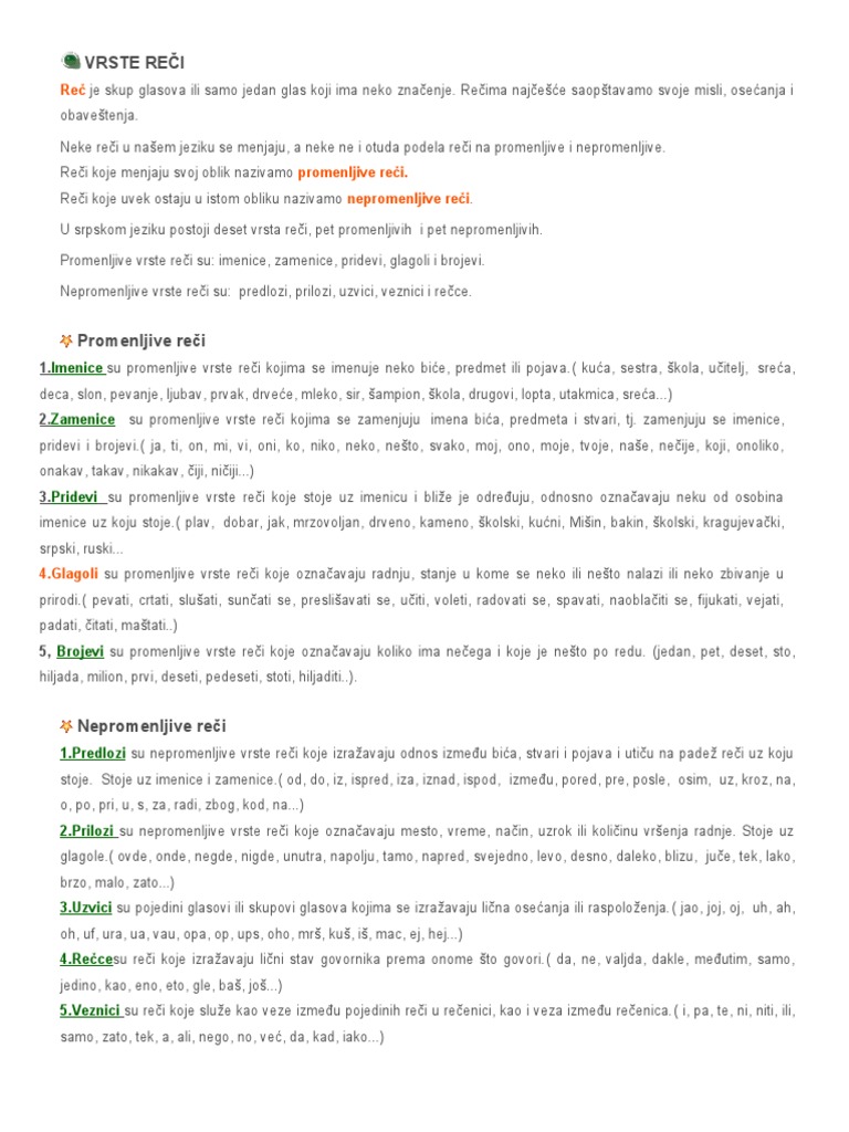 Vrste Reči | PDF