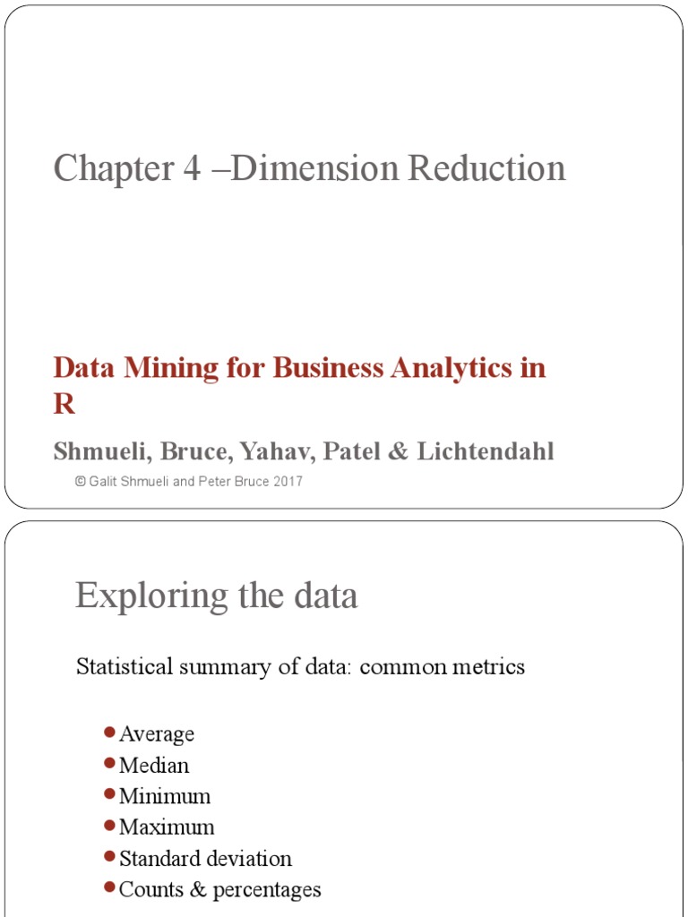Chapter 04 Dimension Reduction (R) | PDF | Principal Component Analysis ...