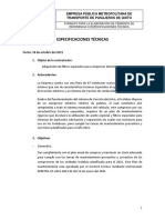 Especificaciones Técnicas: Empresa Pública Metropolitana de Transporte de Pasajeros de Quito