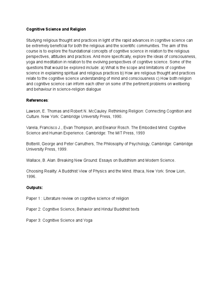 Cognitive Science and Religion | PDF | Religion & Spirituality