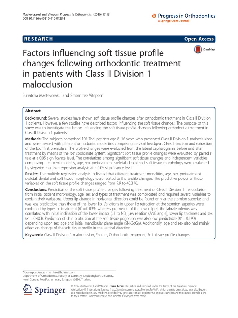 Factors Influencing Soft Tissue Profile Changes Following Orthodontic