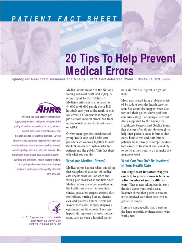 20 Tips To Help Prevent - Medical - Errors | PDF | Medical Error | Patient