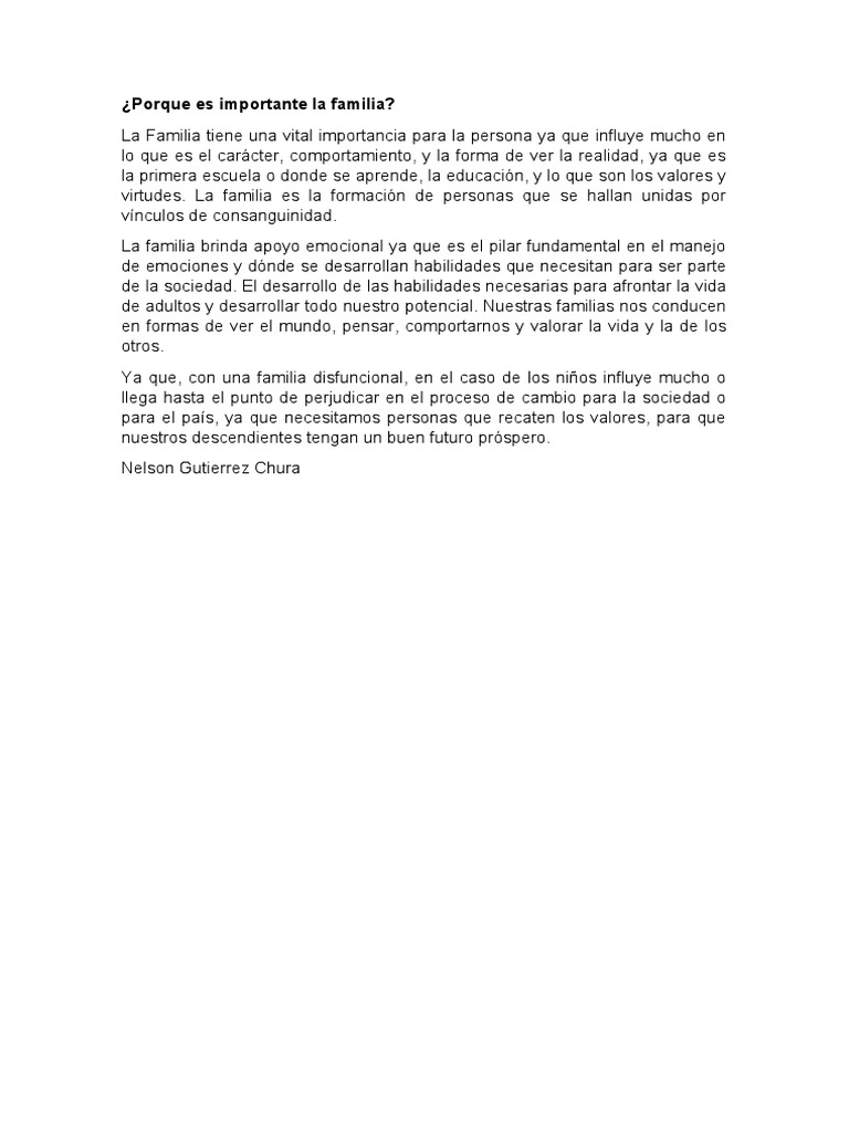 Importancia de la familia en la niñez | PDF