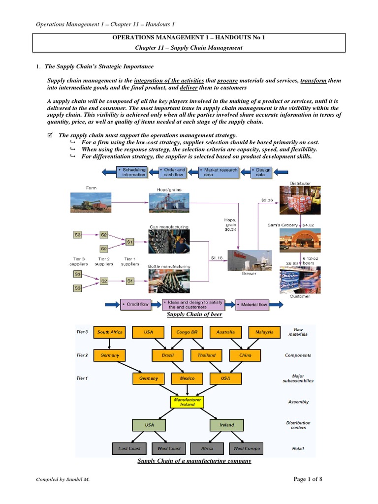 Operations Management 1 - Chapter 11 - Handouts 1 | PDF | Supply Chain ...