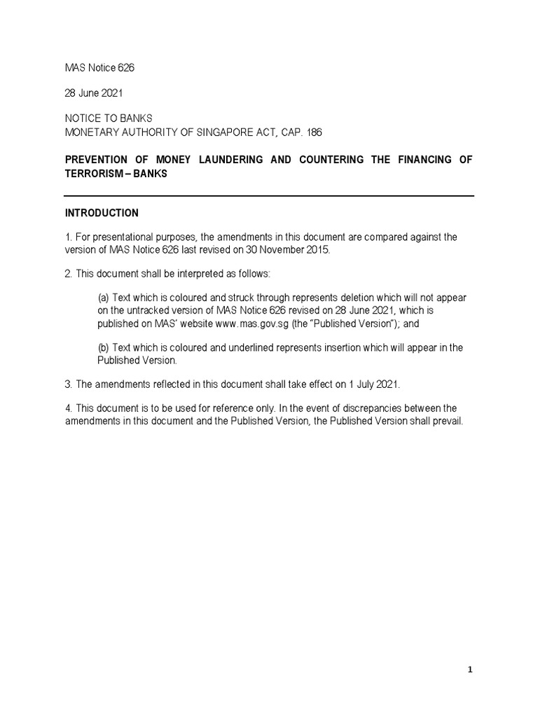 MAS Notice 626: AML/CFT Guidelines for Banks | PDF | Money Laundering ...