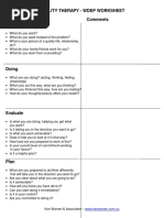 Reality Therapy - Wdep Worksheet