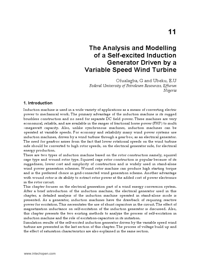 InTech-The Analysis and Modelling of A Self Excited Induction Generator ...