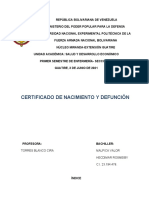 Certificado de Nacimiento y Defunción