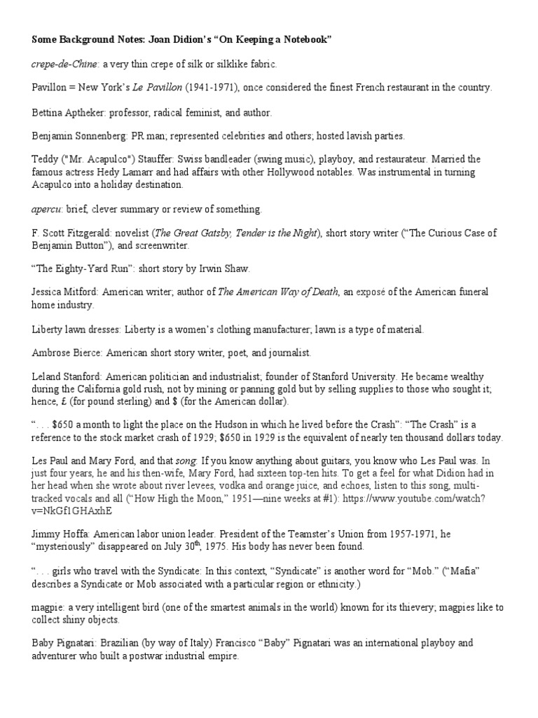 Notes On Keeping A Notebook PDF