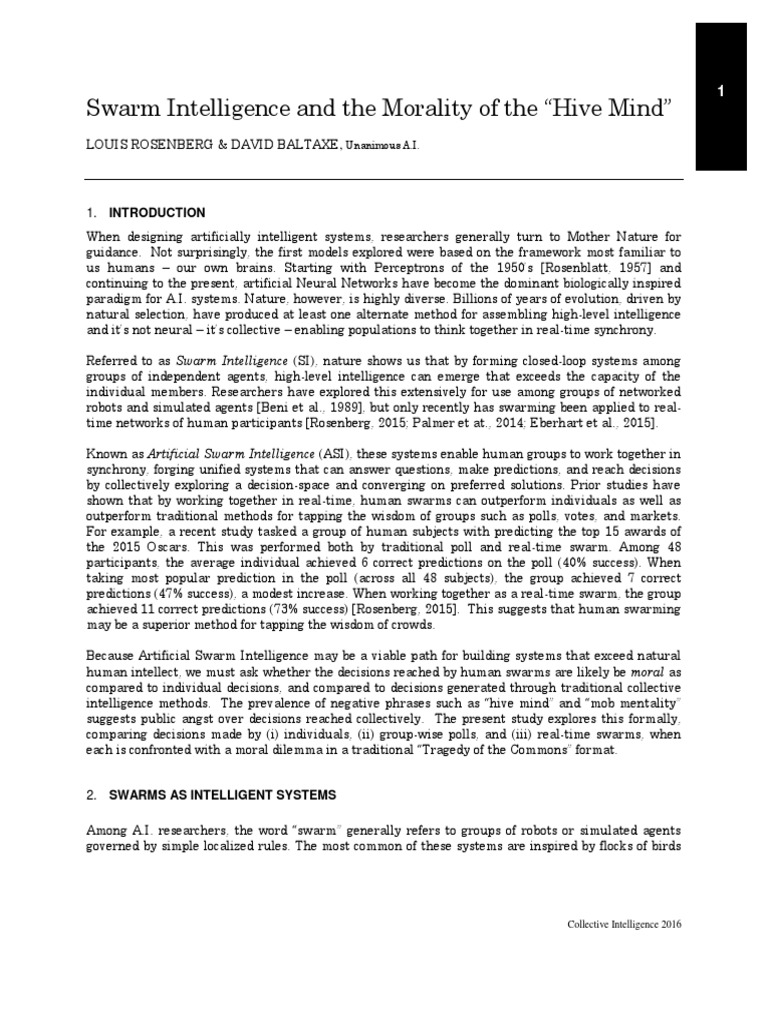 Swarm Intelligence and Moral Decision-Making | PDF | Collective ...