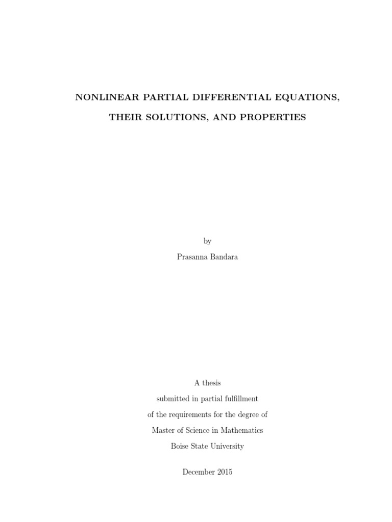 Nonlinear Partial Differential Equations Their Solutions and PR | PDF ...
