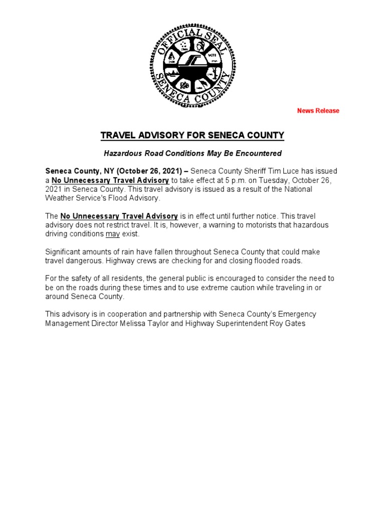 Seneca County Travel Advisory 10262021 PDF