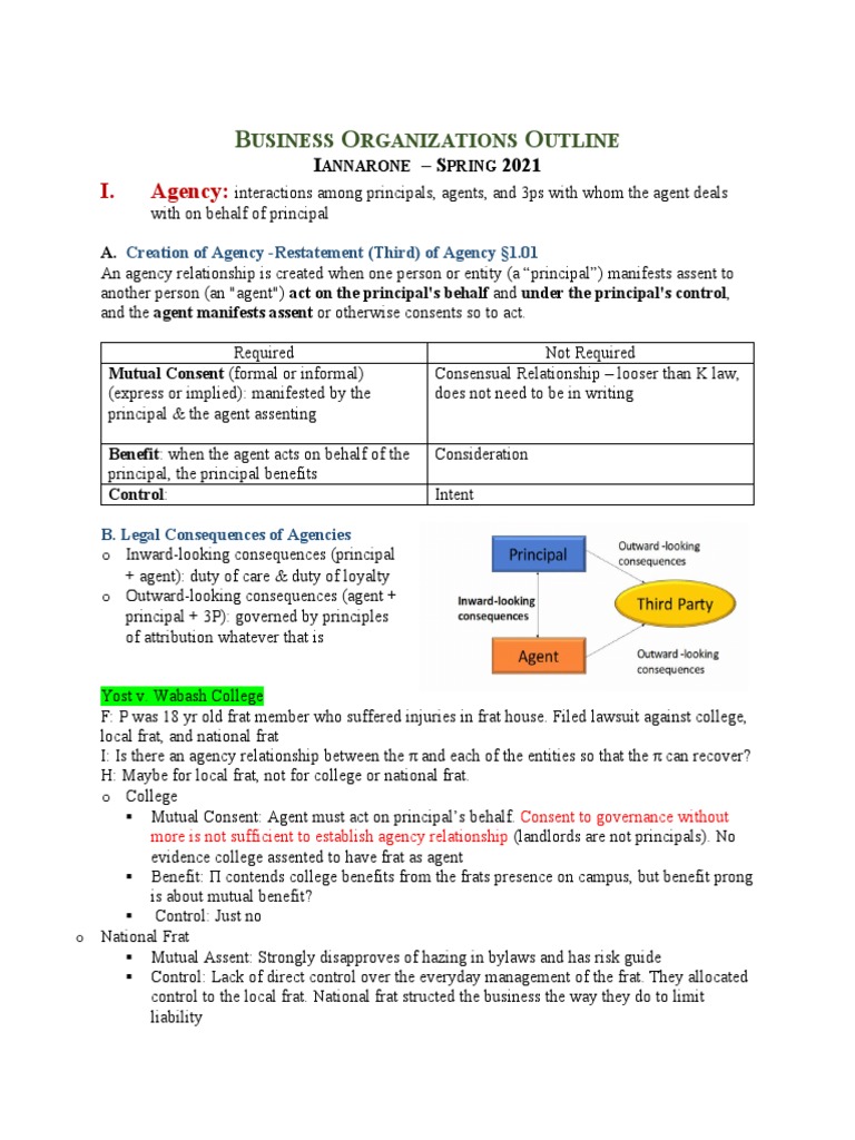 Business Agency Relationships Overview | PDF | Law Of Agency | Partnership