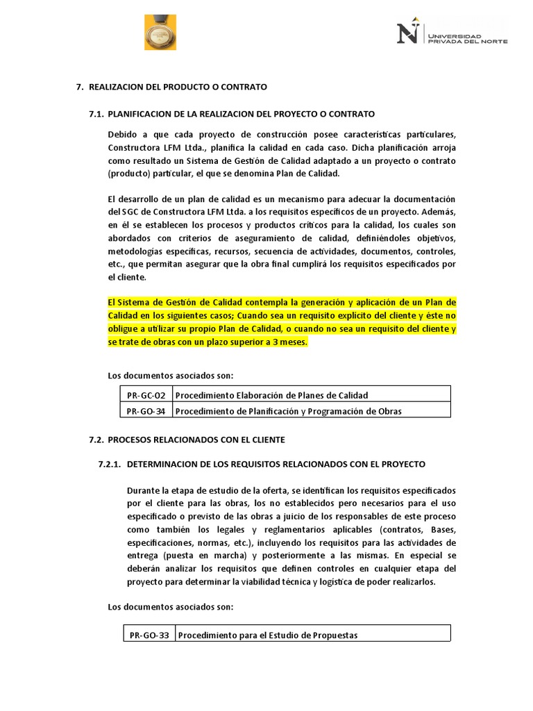 Gestión de Calidad en Proyectos | PDF | Calidad (comercial) | Sistema ...