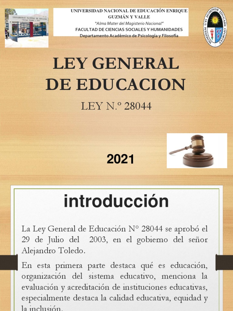 Ley General de Educación-Diapositivas | PDF | Maestros | Educación primaria