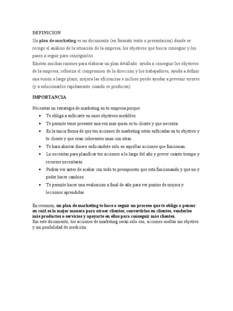 Guía Completa para un Plan de Marketing | PDF | Marketing | Cliente