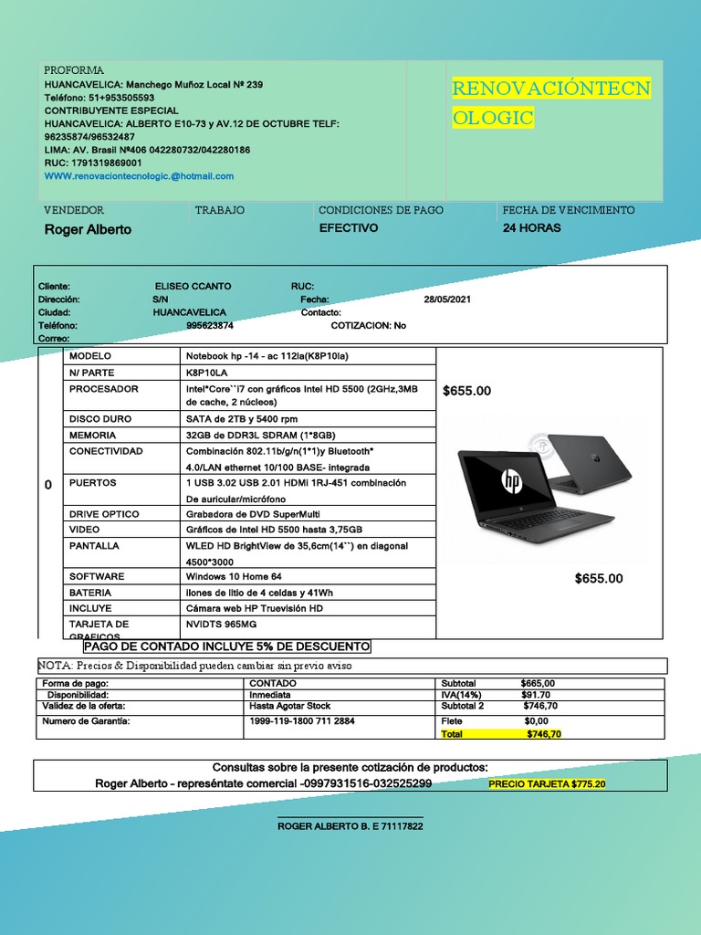 PROFORMA | PDF | Equipo de oficina | Hardware de la computadora