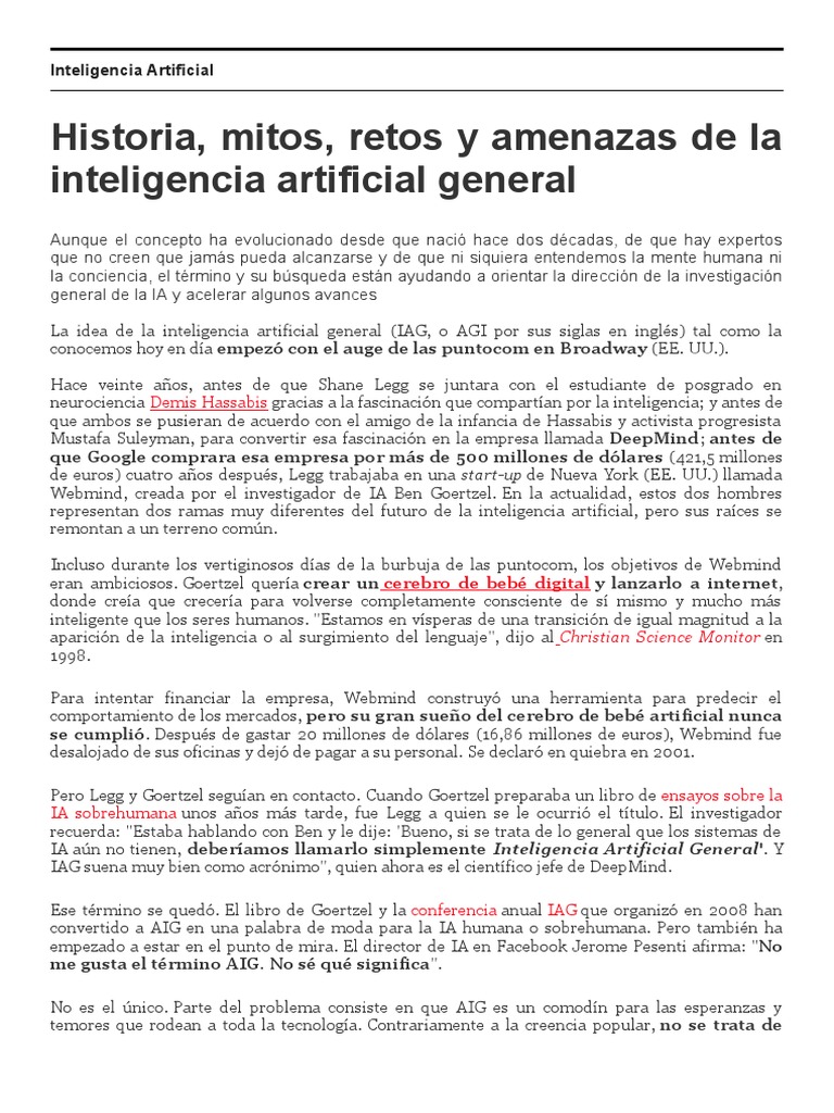 Historia y retos de la Inteligencia Artificial | PDF | Inteligencia ...