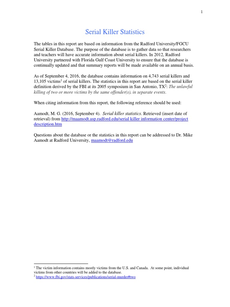 Serial Killer Statistics PDF Serial Killer Race And Ethnicity In The United States Census