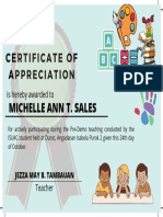 Certificate of Appreciation: Michelle Ann T. Sales