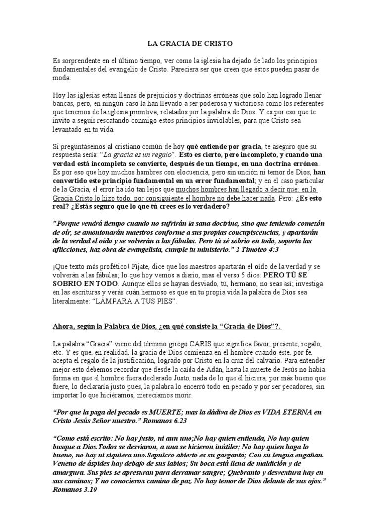 La Gracia de Cristo | PDF | Gracia en el cristianismo | Cristo (título)