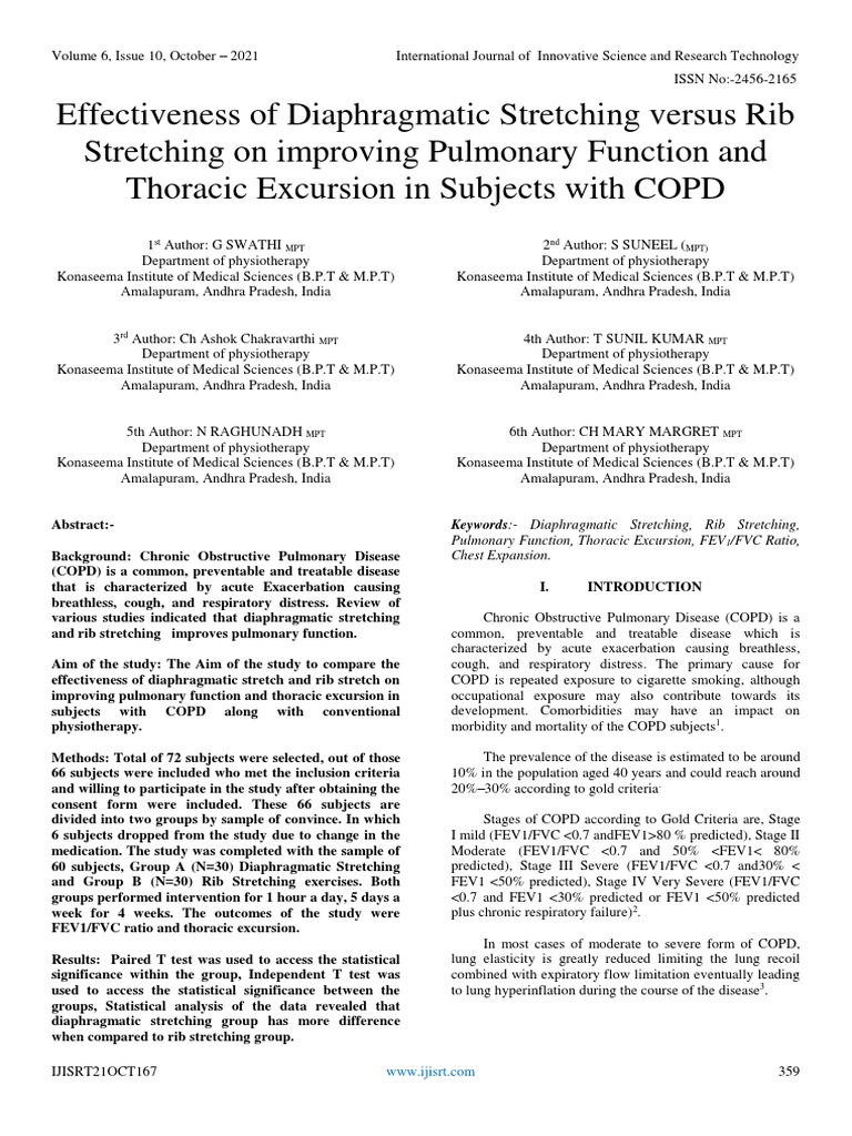 Diaphragmatic vs Rib Stretching in COPD | PDF | Chronic Obstructive ...