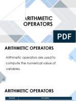 Week 9 - Arithmetic Operators