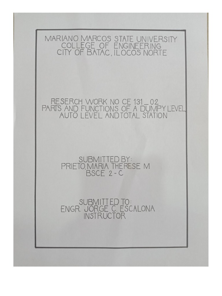 Parts and Functions of A Dumpy Level | PDF