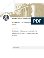 Notification of Concerns Identified in The Department of Justice's Human Resources Policies
