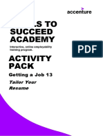 Skills To Succeed Academy Activity Pack: Getting A Job 13 Tailor Your Resume