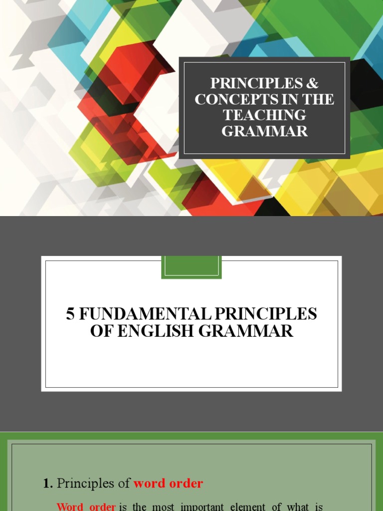 Principles Concepts in Teaching Grammar 2 | PDF | Pronoun | Punctuation