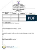 Department of Education: Project All-Numerates Grade Five Answer Sheet