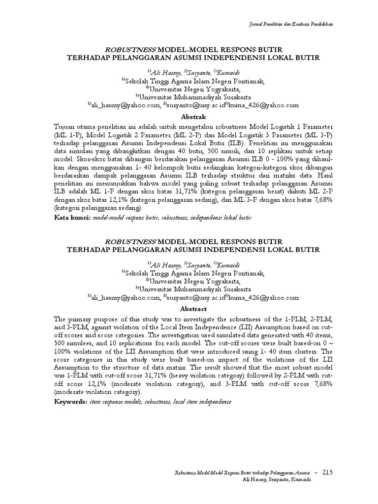 Robustness Model Respons Butir ILB | PDF
