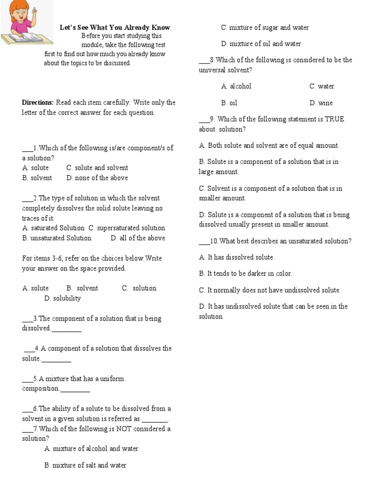 Science 7 Week 6 Activity | PDF | Solution | Solubility