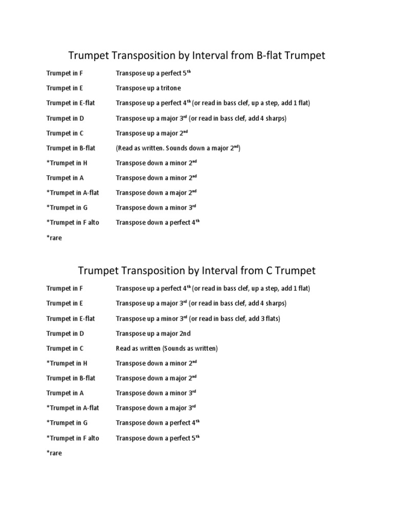 Trumpet Transposition Guide | PDF