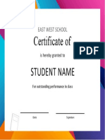 Certificate of Appreciation: Student Name