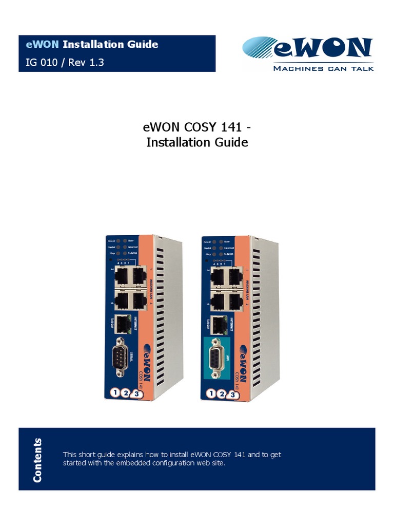 eWON COSY 141 Installation Guide Download Free PDF Ip Address