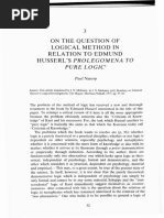 Natorp, On The Question of The Logical Method in Relation To E Husserls Prolegomana To Pure Logic