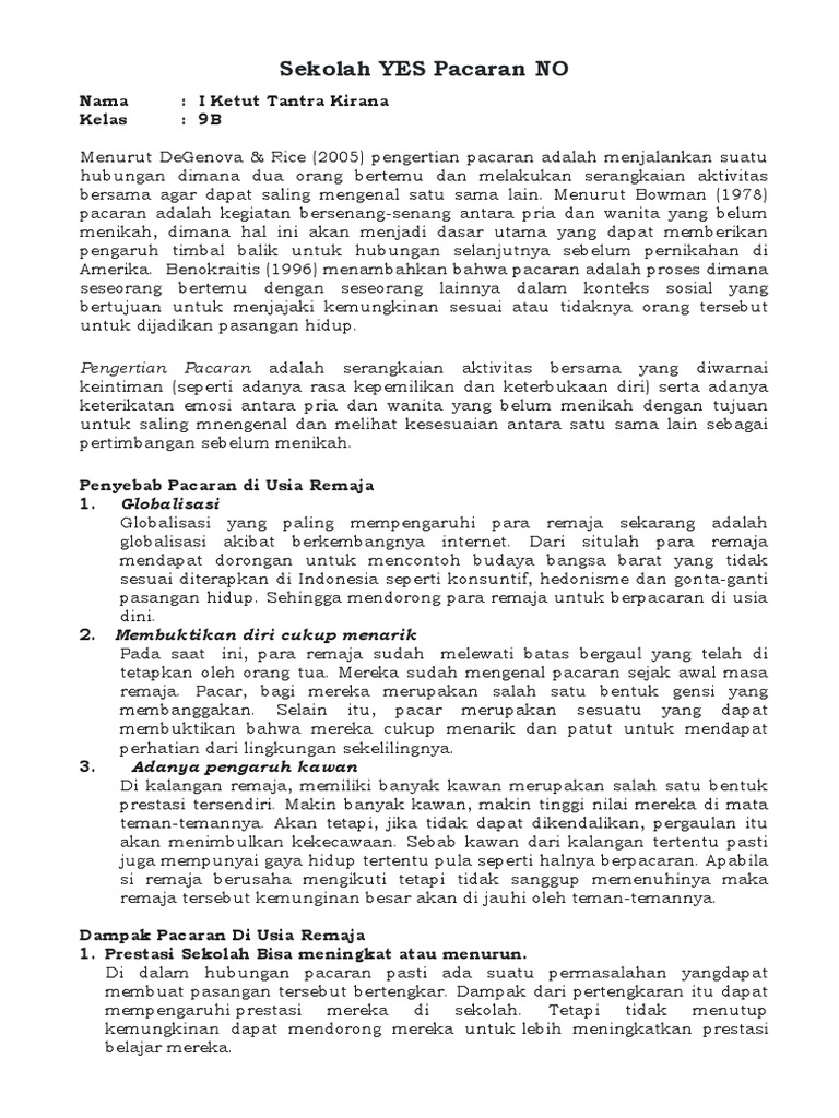 Dampak Pacaran pada Remaja Sekolah | PDF | Pengembangan Diri