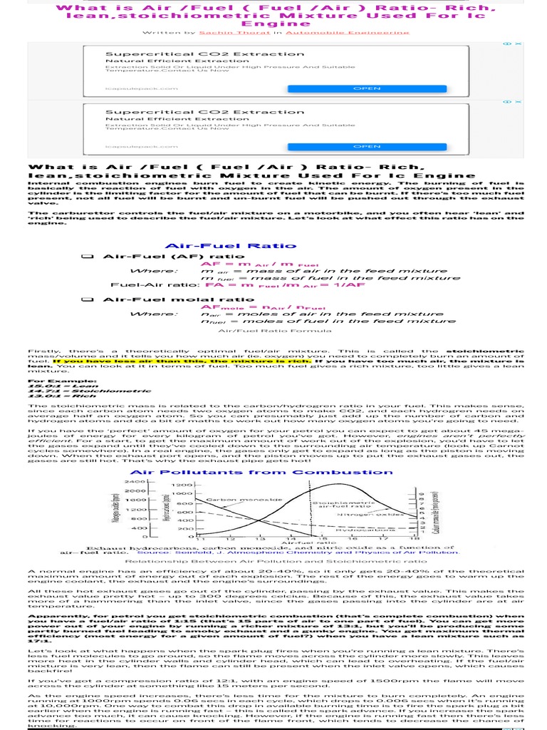 What Is Air Fuel (Fuel Air) Ratio Rich, Lean, Stoichiometric Mixture