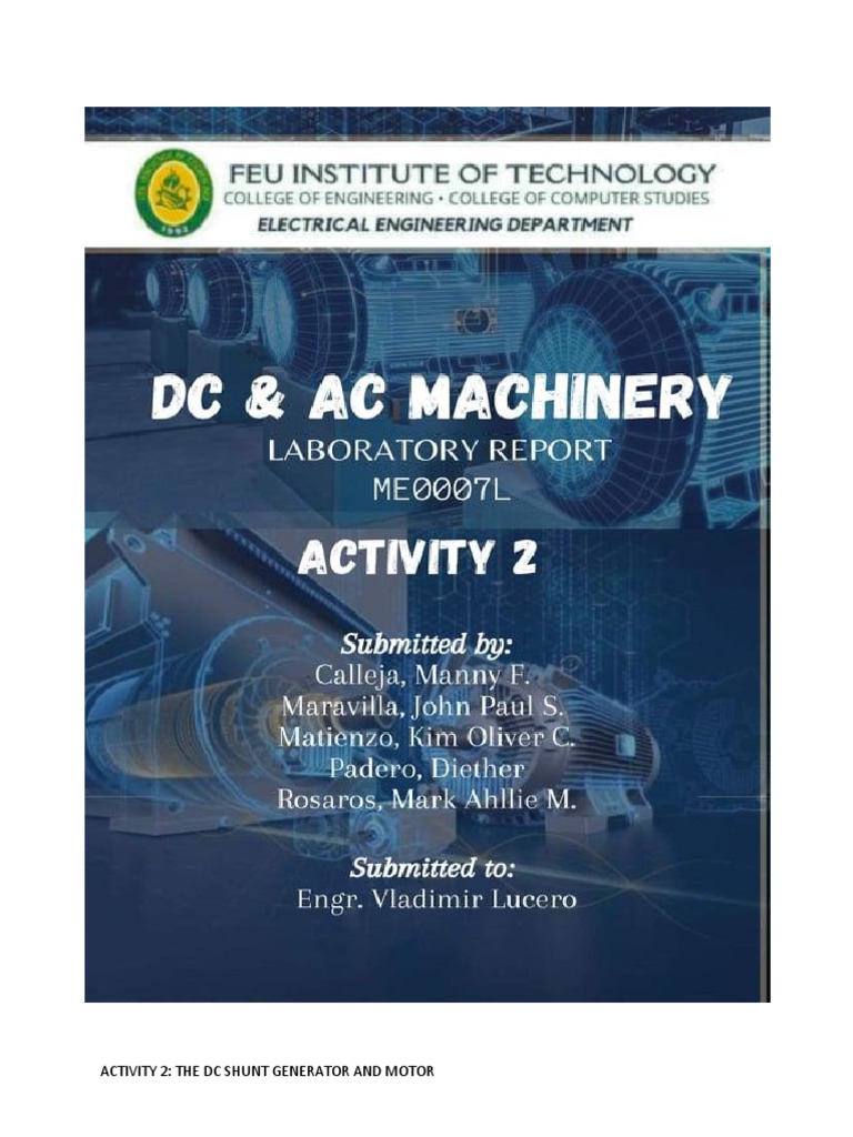 DC Shunt Generator and Motor Analysis | PDF | Electric Motor | Electric ...