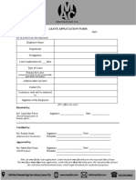 Leave Application Form: (To Be Filled in by The Employee)