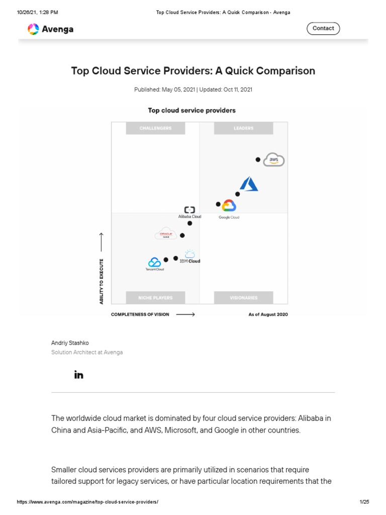 Top Cloud Service Providers - A Quick Comparison - Avenga | PDF | Cloud ...