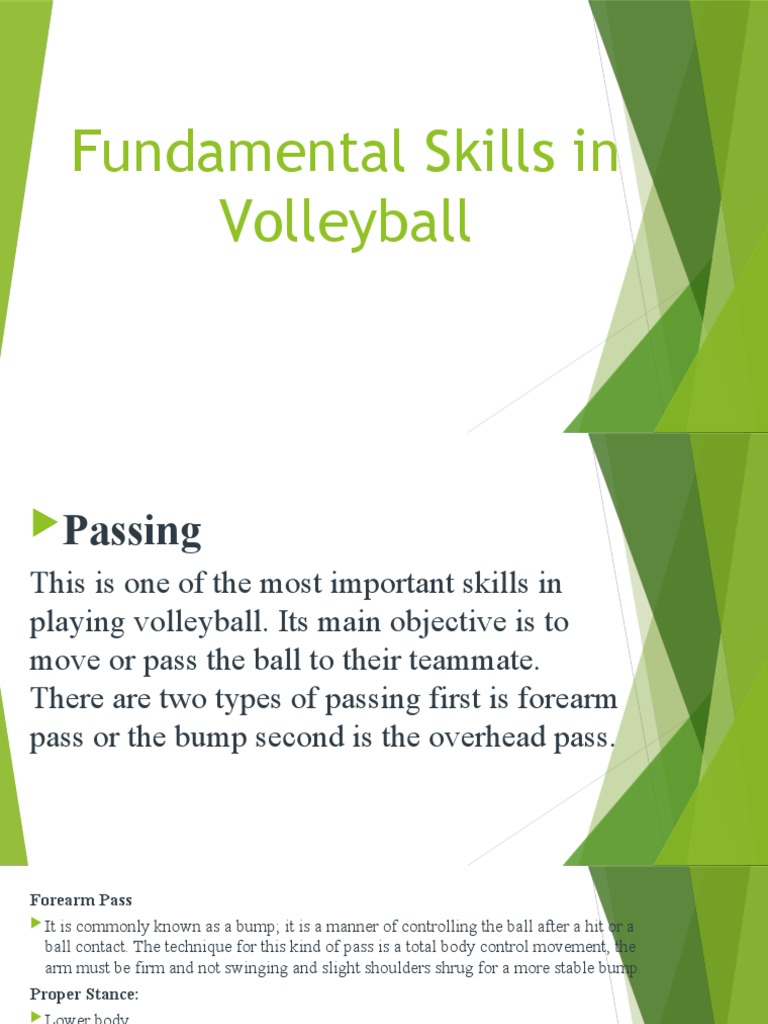 Fundamental Skills in Volleyball | PDF | Volleyball | Athletic Sports