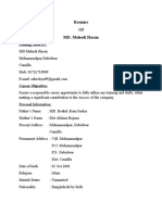 Resume of MD. Mehedi Hasan: Mailing Address